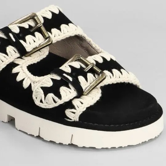 Like New-high end-MOU BIO Black and White Women's Sandals Two Buckles SZ 39 - Picture 11 of 14